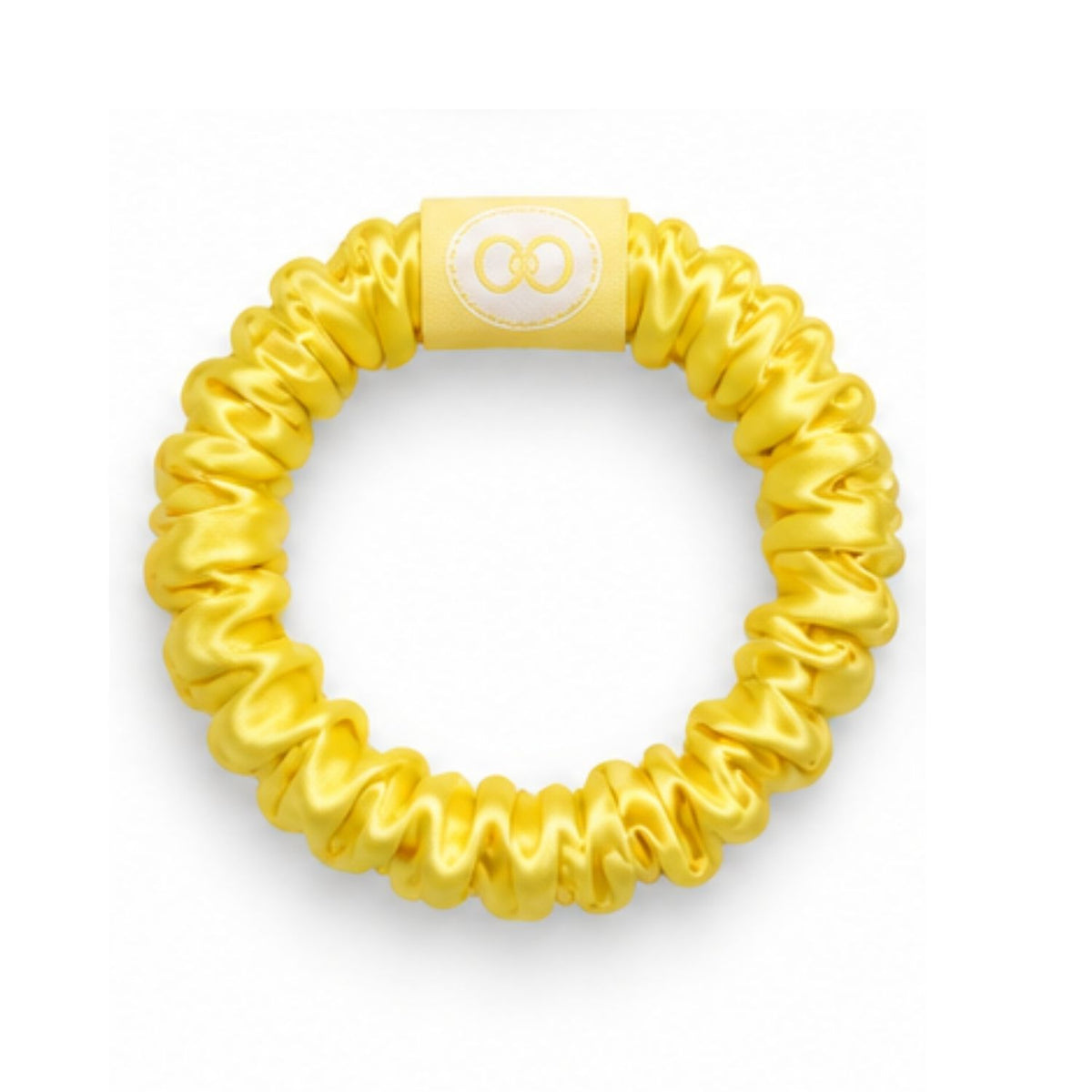 Lemon yellow scrunchie with logo tab