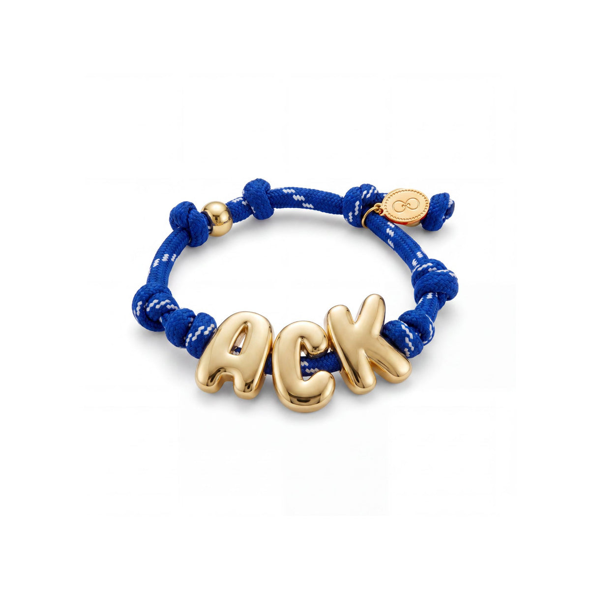Royal blue paracord bracelet with gold ACK letters