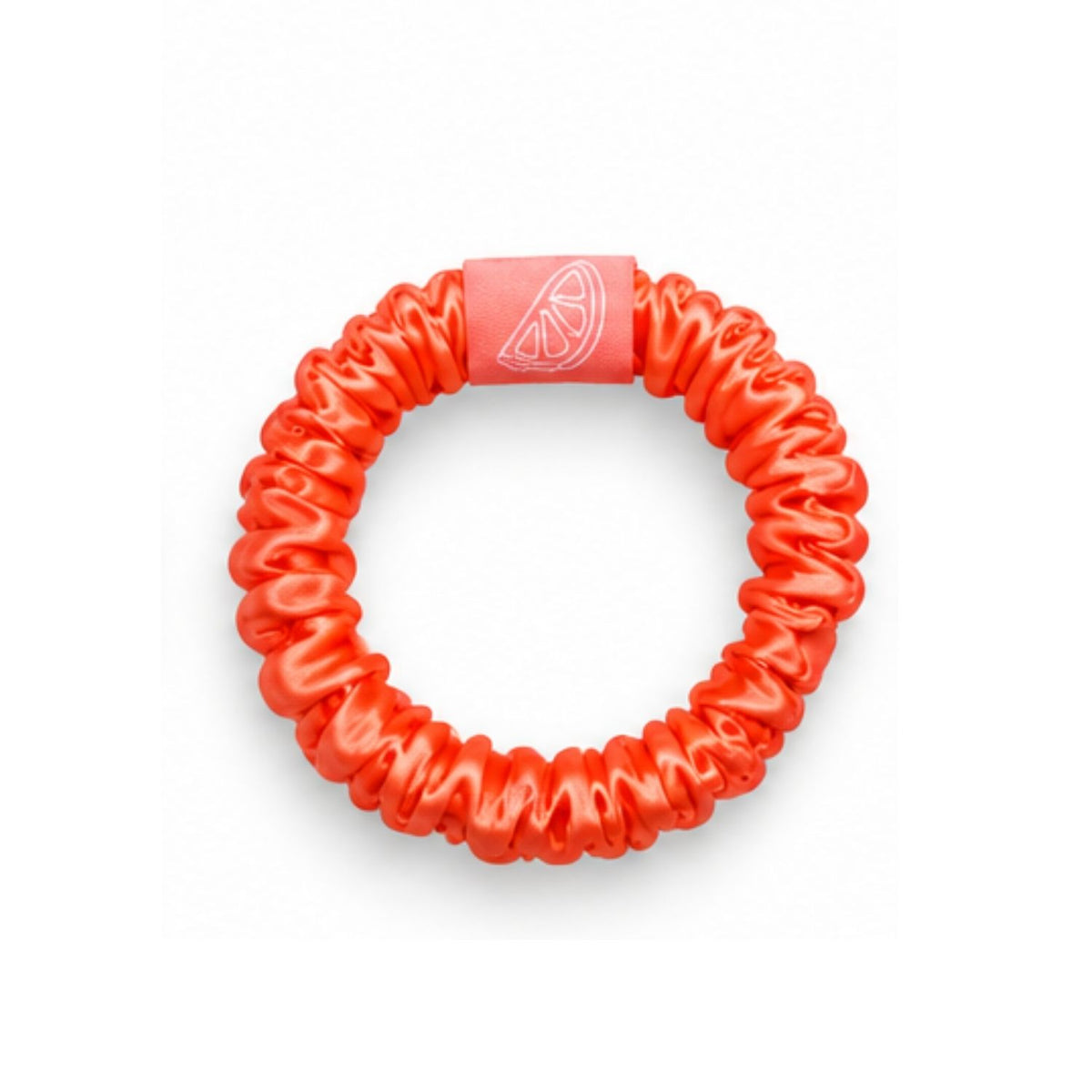 Orange scrunchie with logo tab
