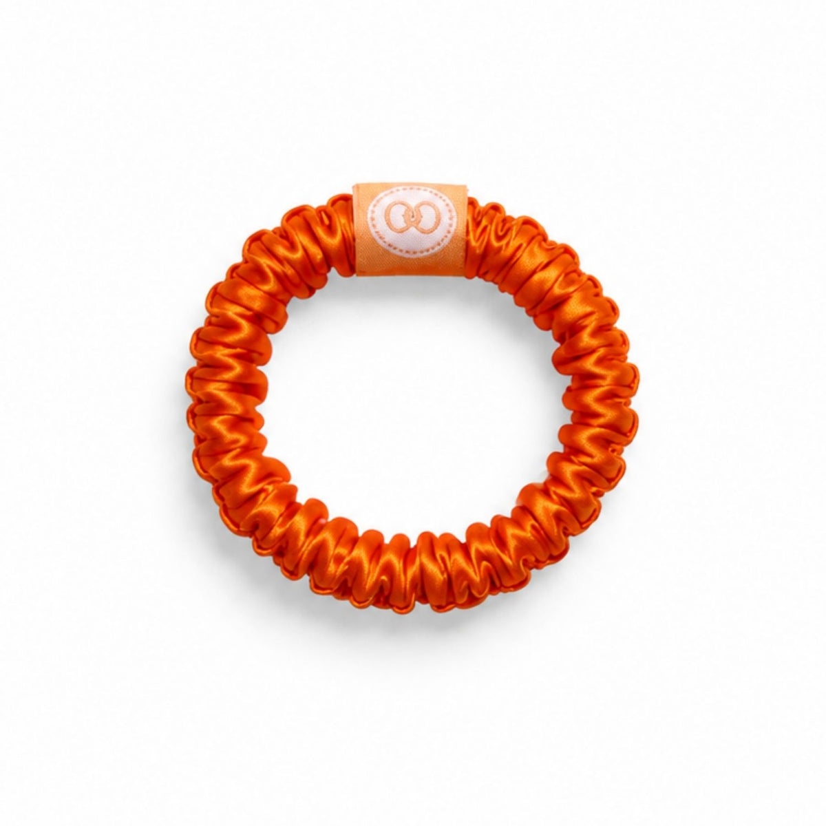 Tangerine scrunchie with logo tab