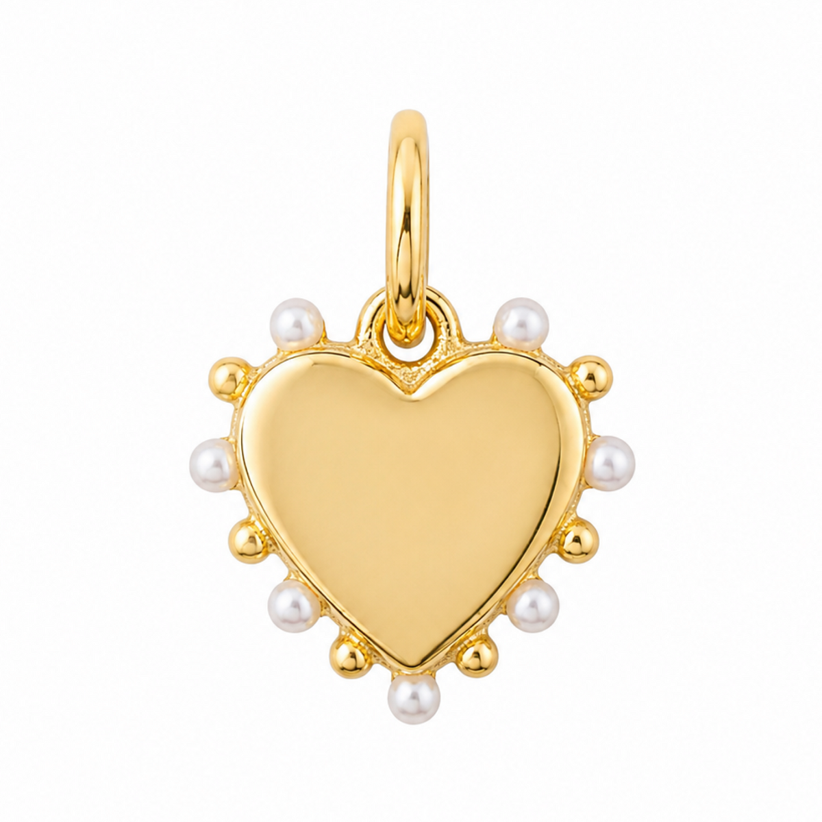 Gold heart Amore charm with pearl accents and a gold bail