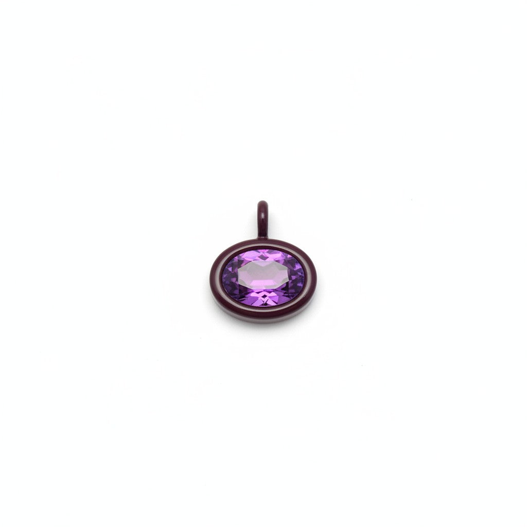 Bolla oval charm with a purple enamel border