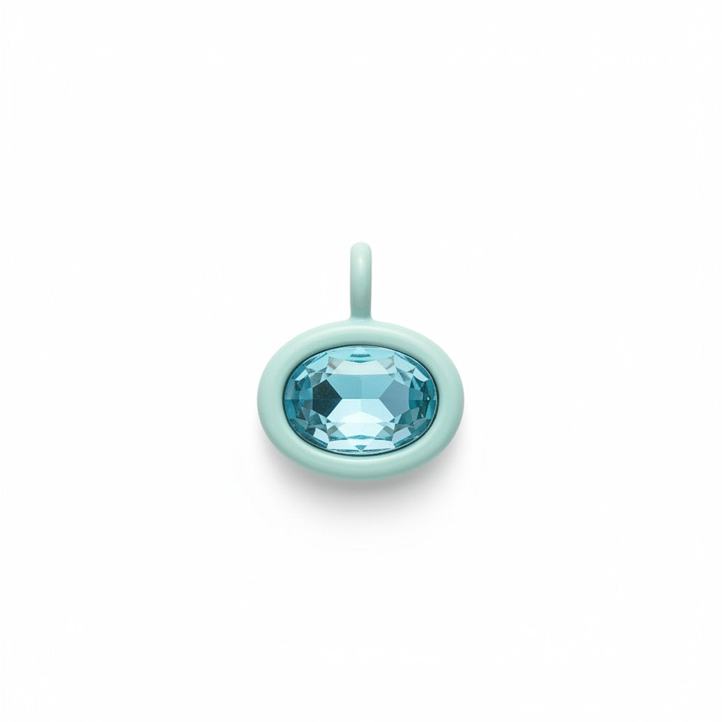 Bolla oval charm with a pale blue enamel border