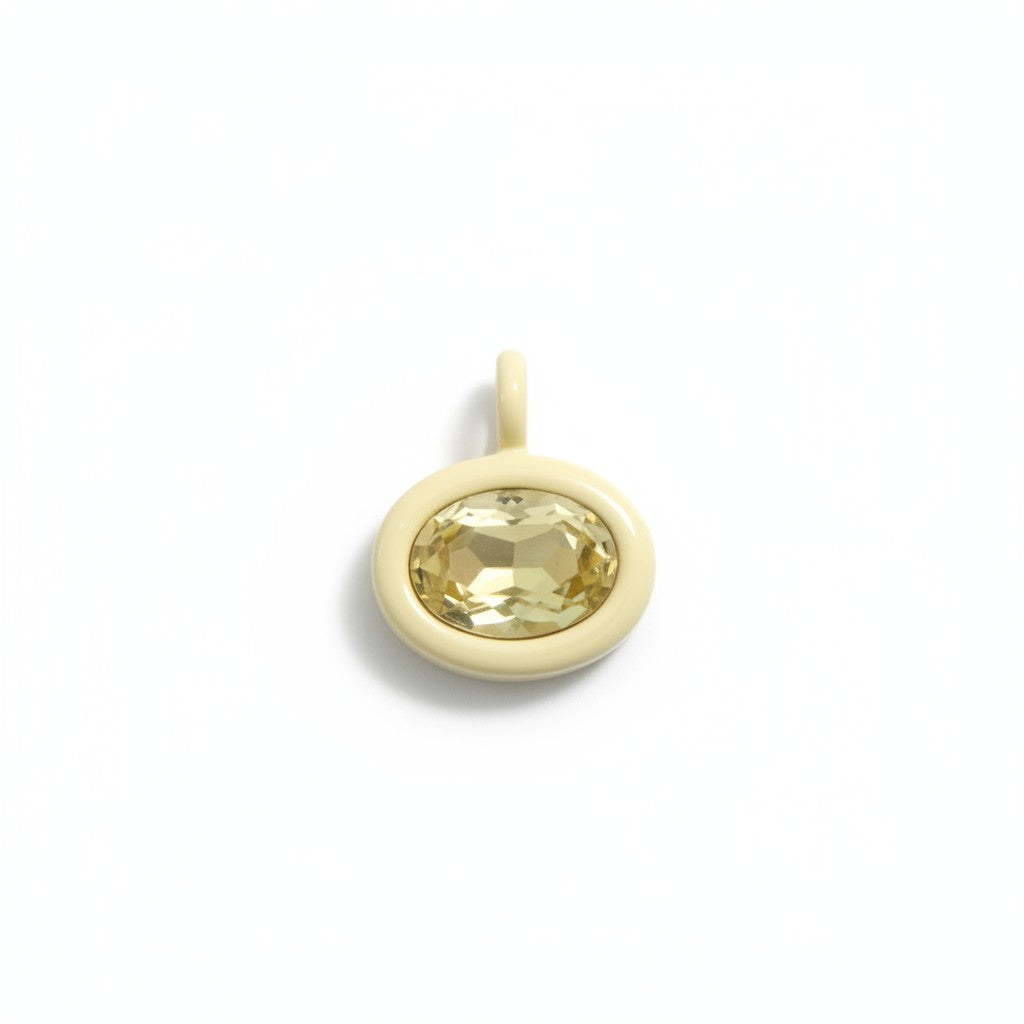 Bolla oval charm with a yellow enamel border
