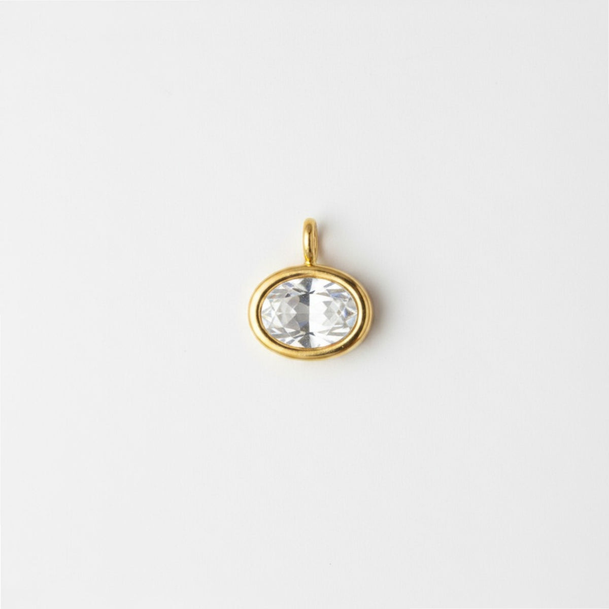 Bolla oval charm with a clear center and pale enamel border