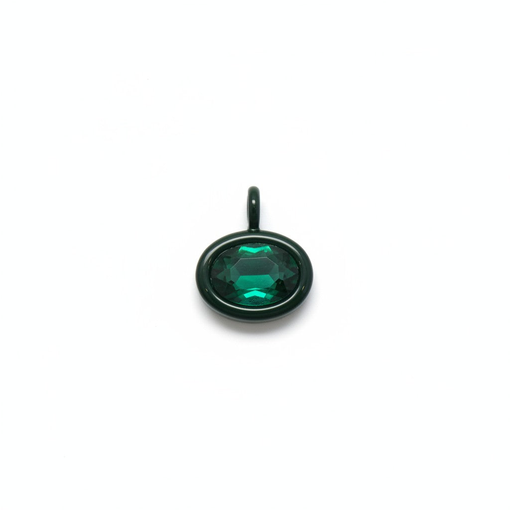 Bolla oval charm with a dark green enamel border