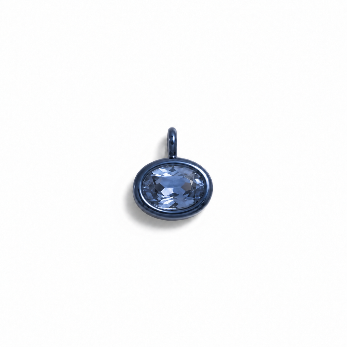 Bolla oval charm with a blue enamel border