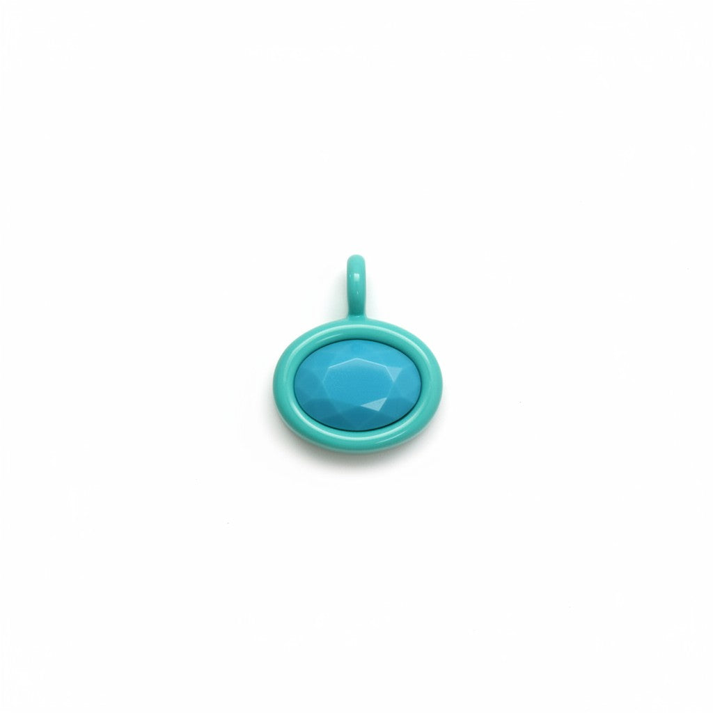 Bolla oval charm with a turquoise enamel border