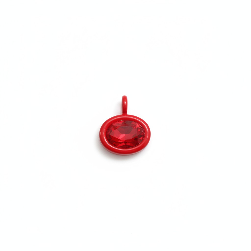 Bolla oval charm with a bright red enamel border