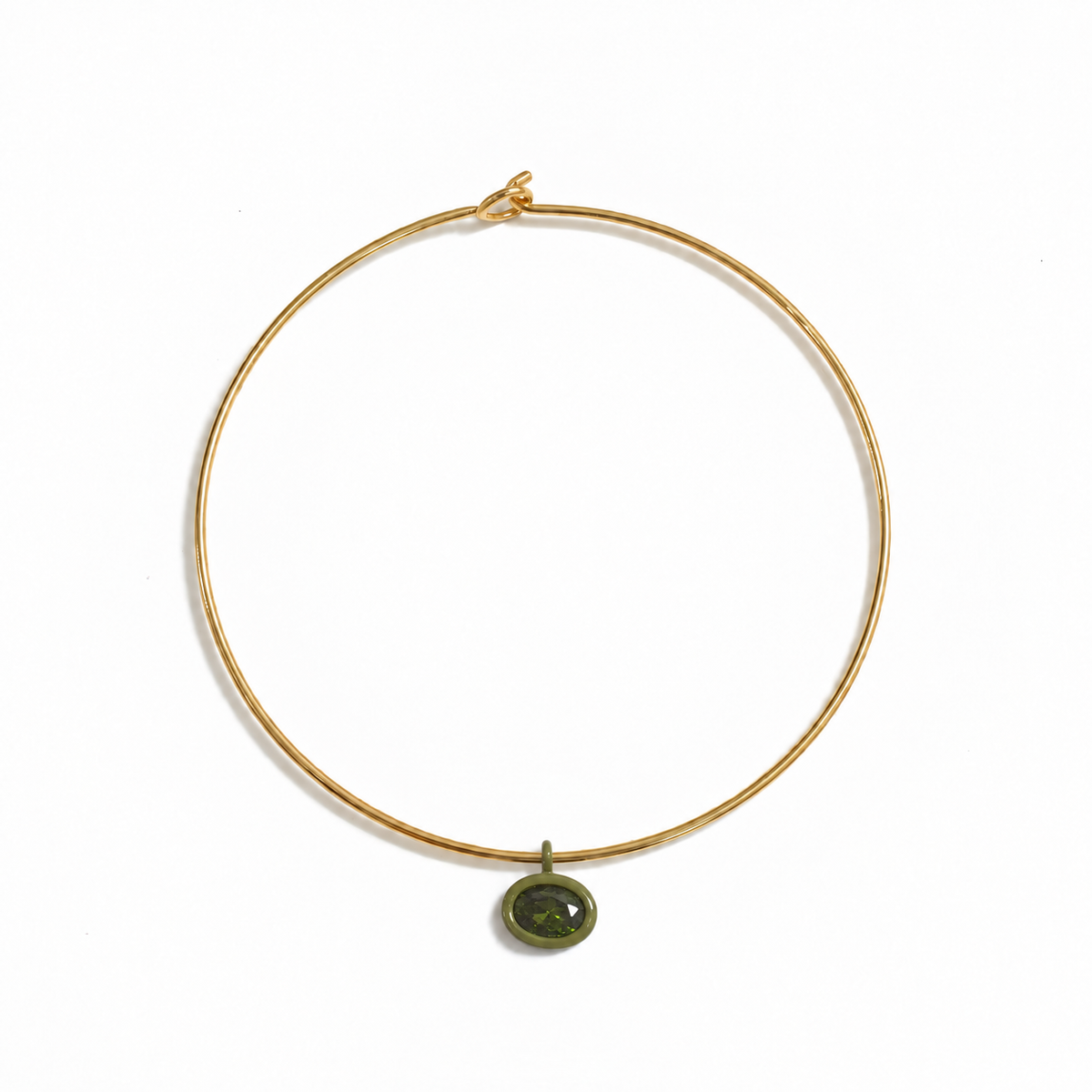 Gold Mida collar with an olive green Bolla charm
