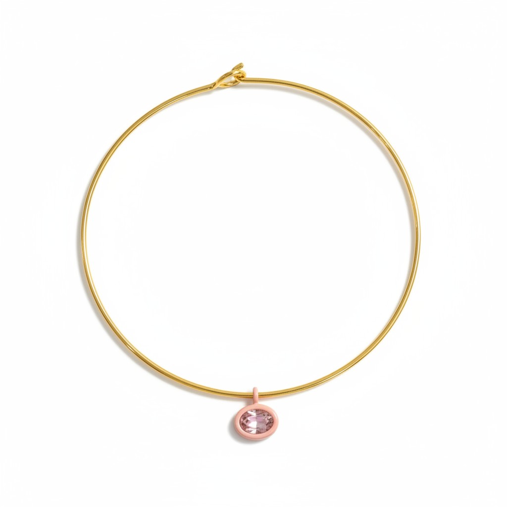 Gold Mida collar with a pink Bolla charm