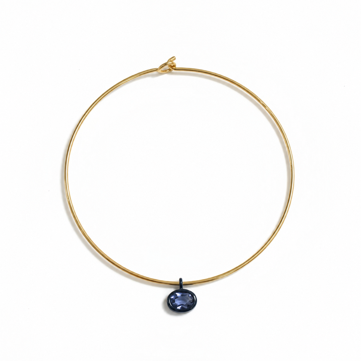 Gold Mida collar with a blue Bolla charm