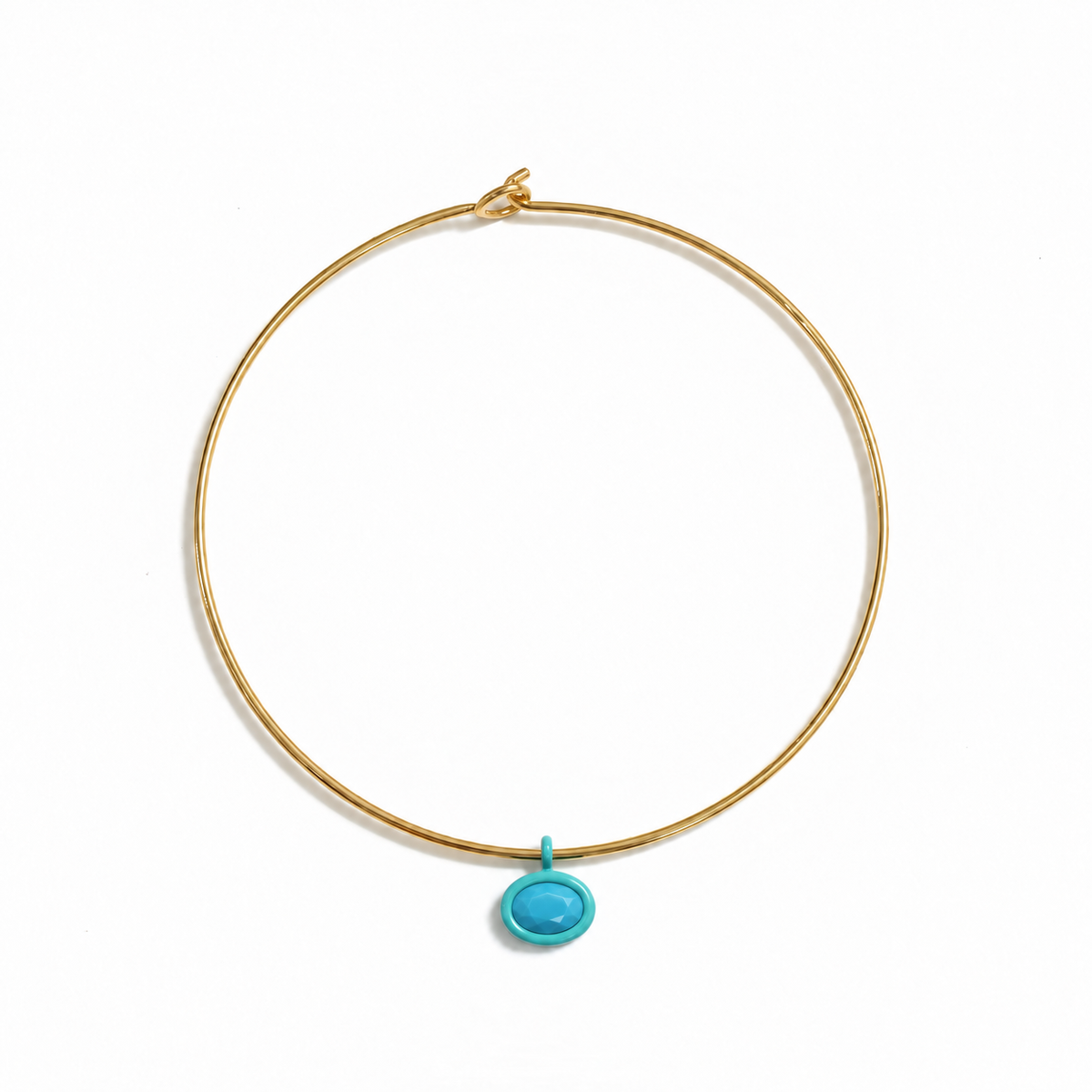 Gold Mida collar with a turquoise Bolla charm