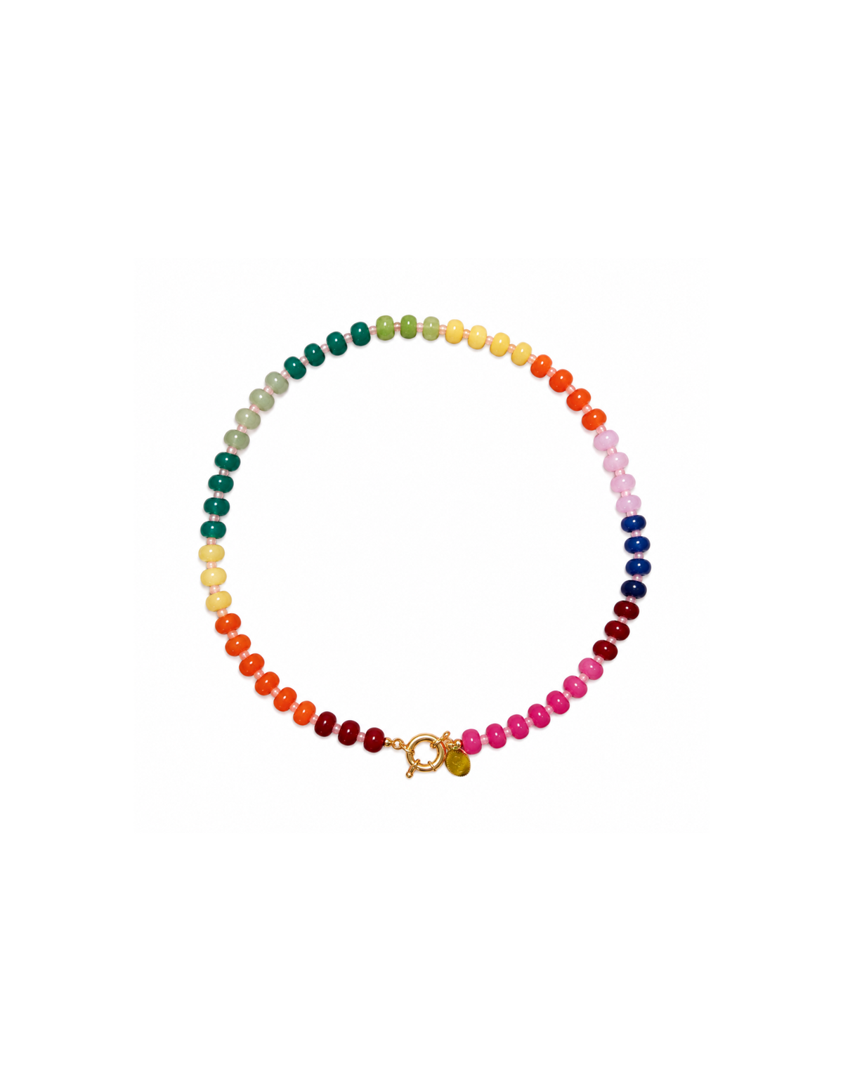 Cannes necklace with small rainbow colored beads