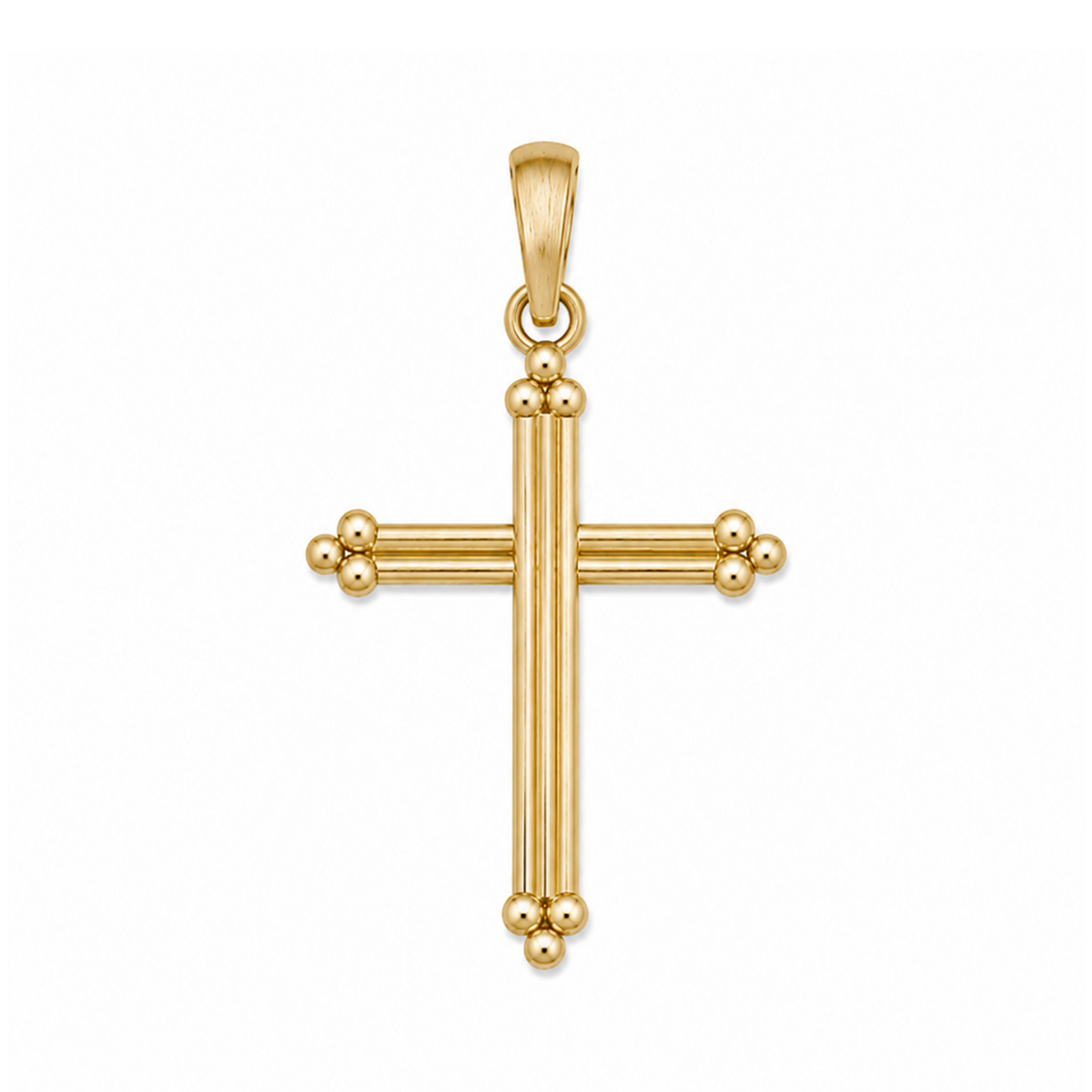 Gold Classica cross charm with granule details and a gold bail