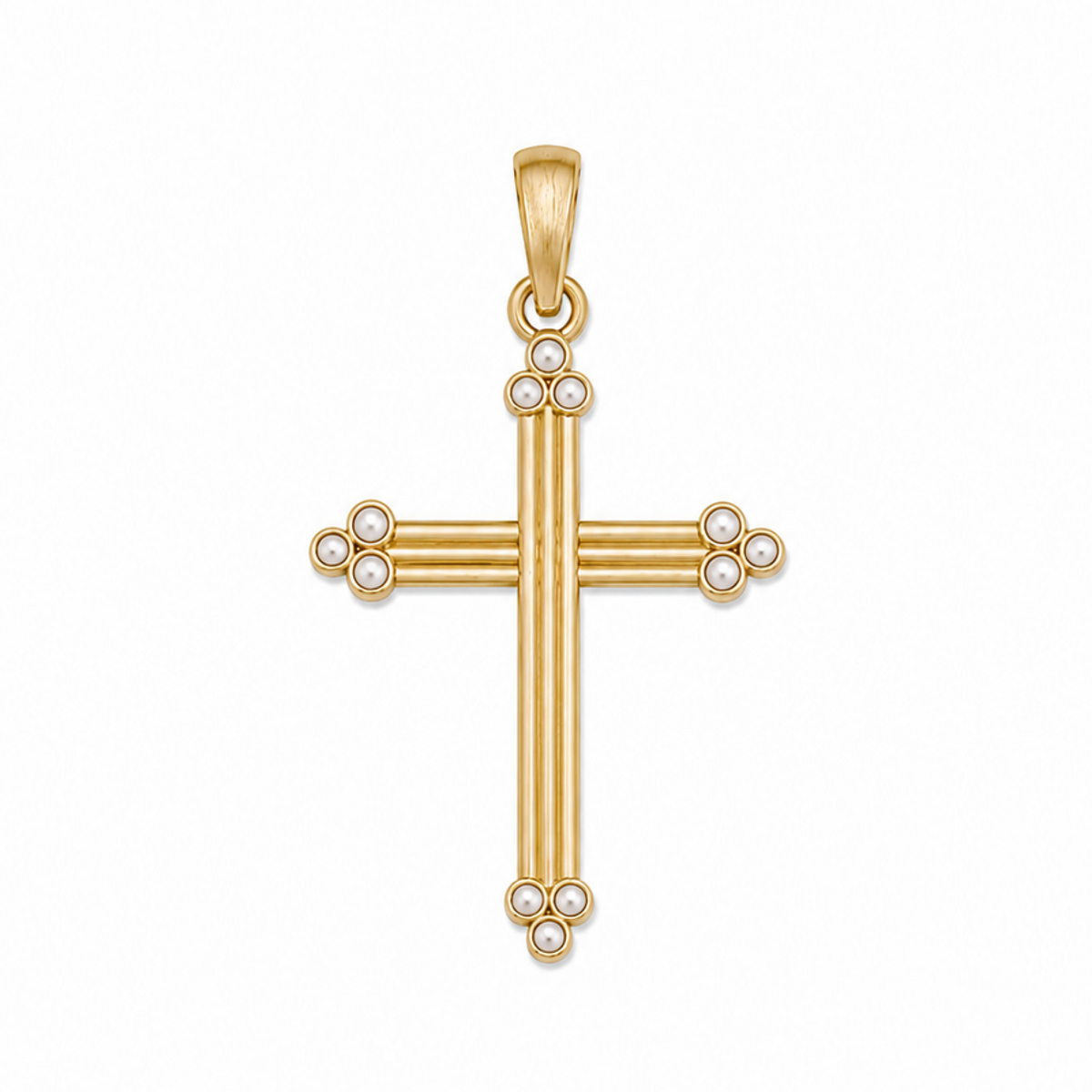 Classica cross charm with gold details and bail