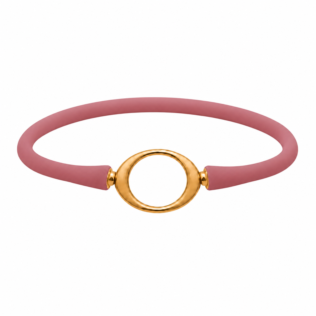 Cobblestone Ellipse silicone bracelet with a gold oval centerpiece