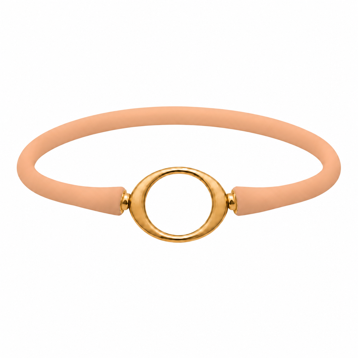 Creamsicle Ellipse silicone bracelet with a gold oval centerpiece
