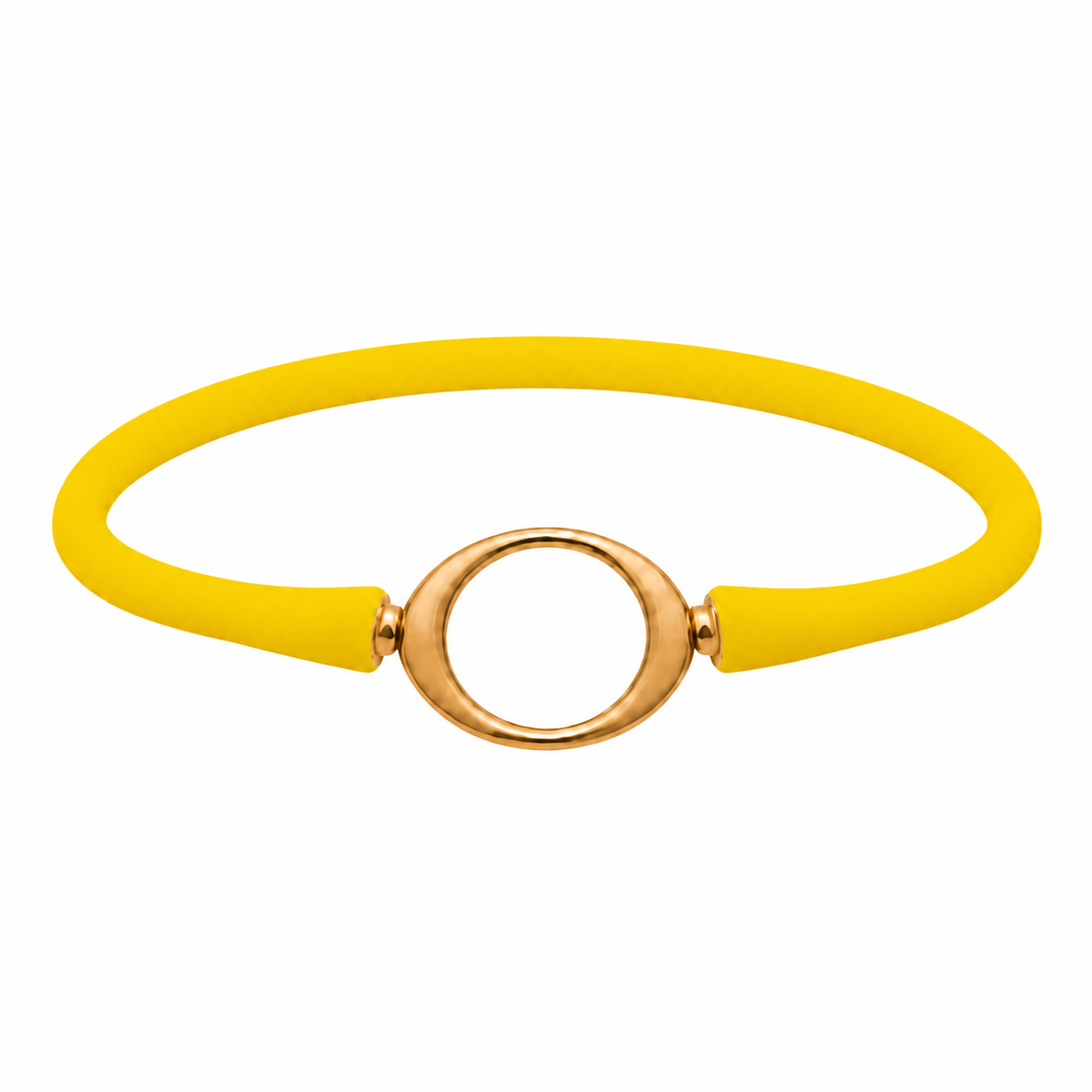 Daffodil Ellipse silicone bracelet with a gold oval centerpiece