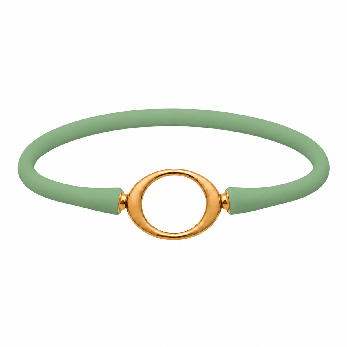 Grassland Ellipse silicone bracelet with a gold oval centerpiece