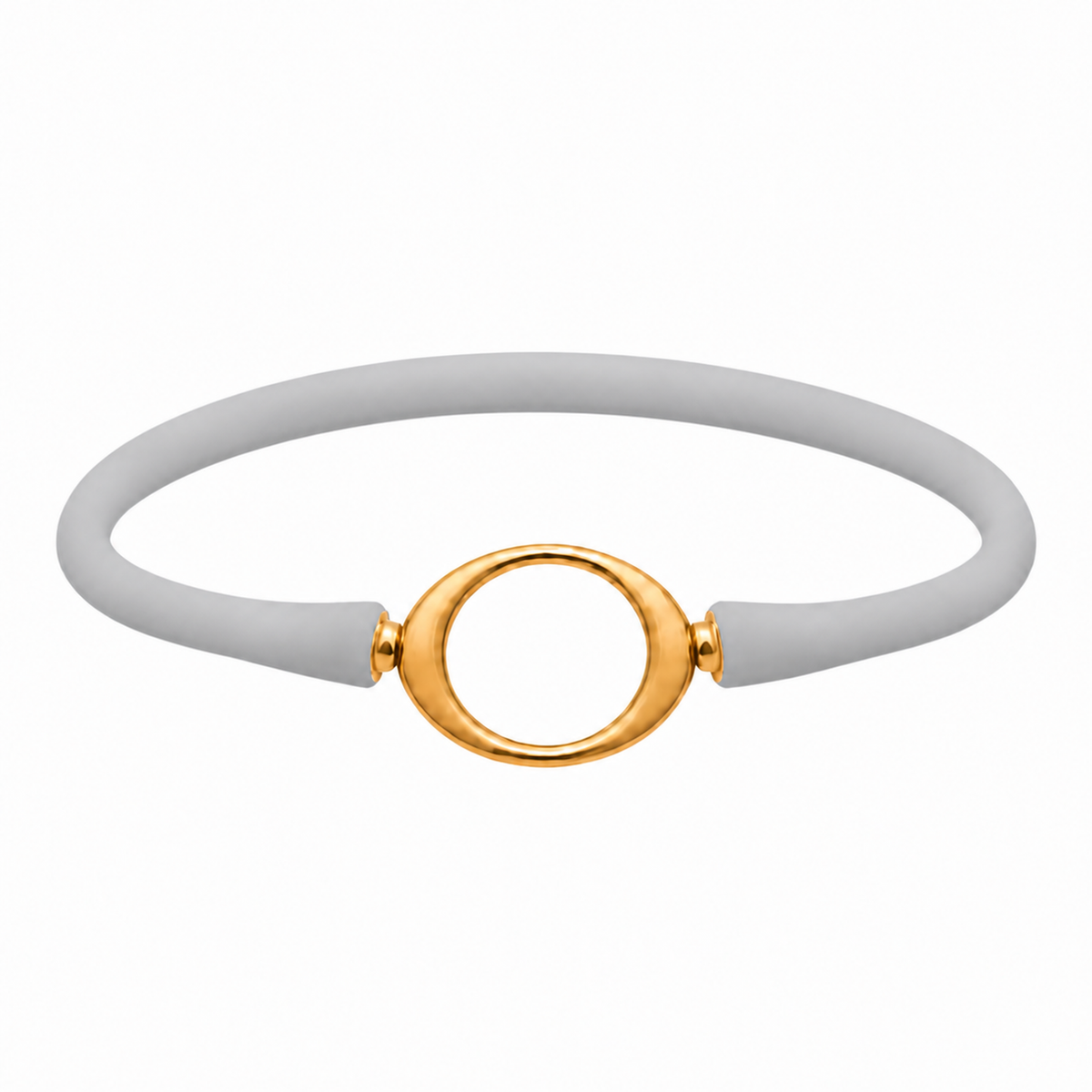 Grey Ellipse silicone bracelet with a gold oval centerpiece