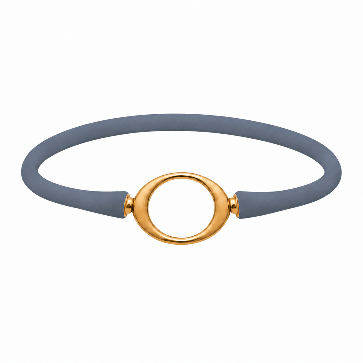 Grey lady Ellipse silicone bracelet with a gold oval centerpiece