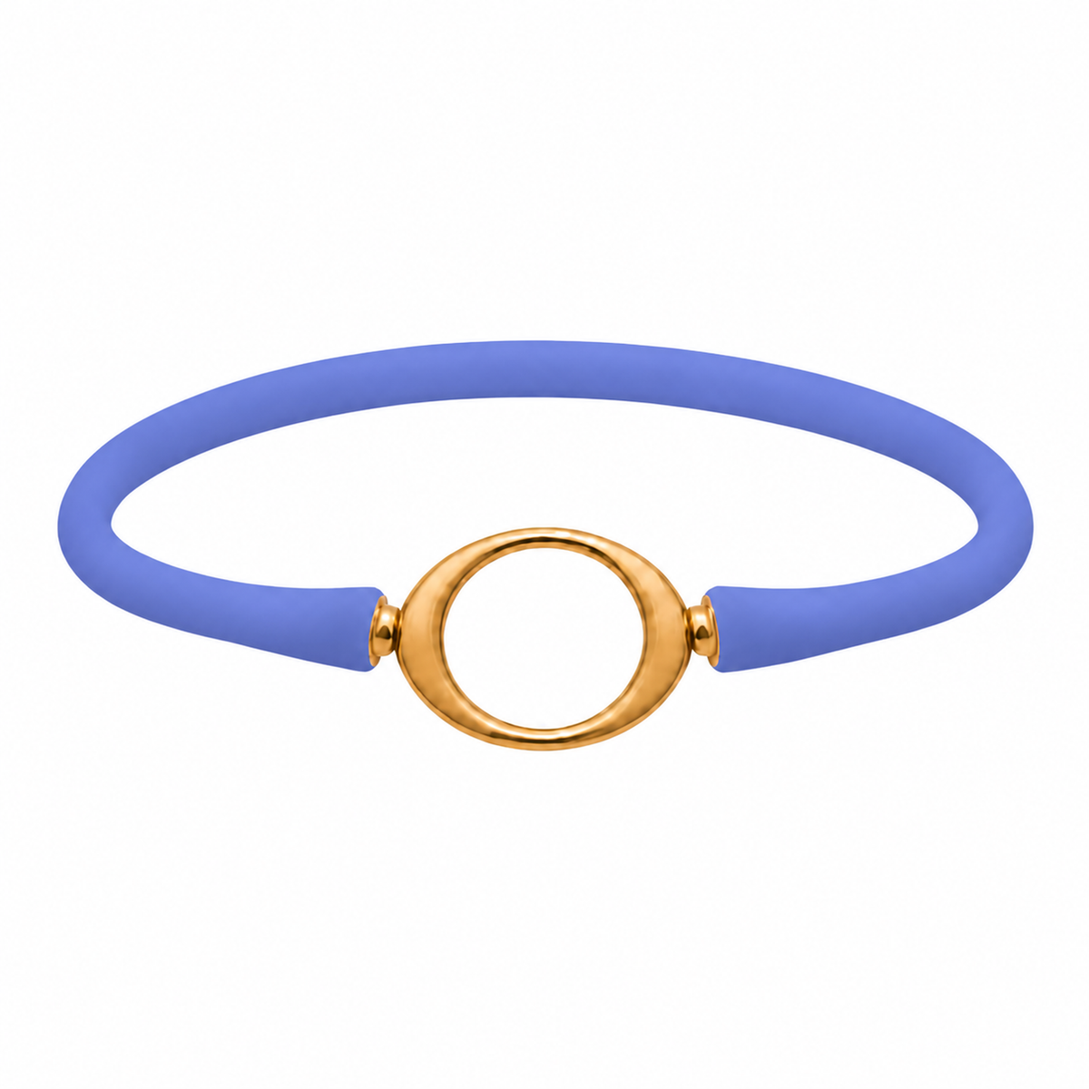 Hydrangea Ellipse silicone bracelet with a gold oval centerpiece