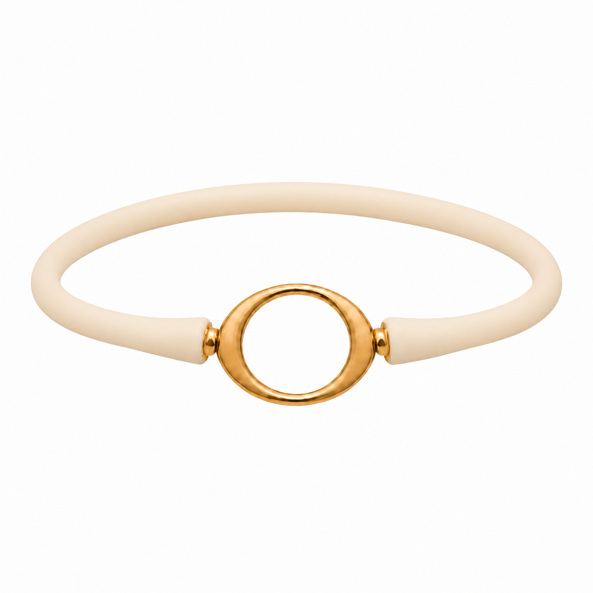 Off-white Ellipse silicone bracelet with a gold oval centerpiece