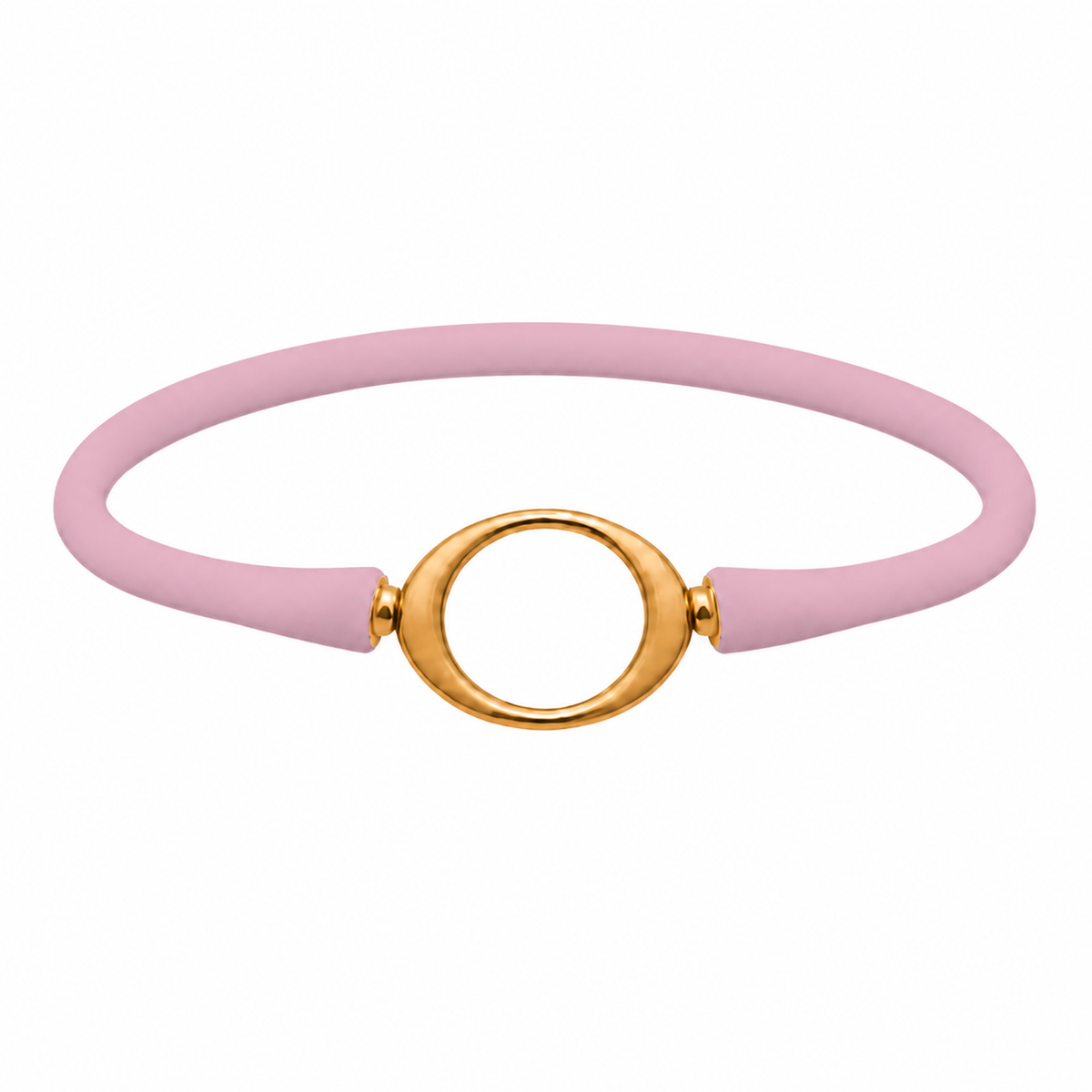 Petal Ellipse silicone bracelet with a gold oval centerpiece