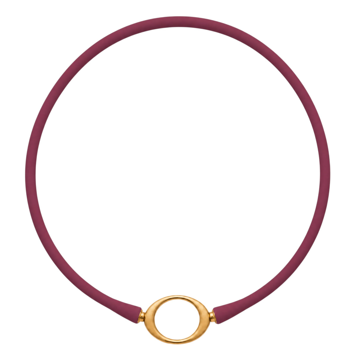 Cobblestone Ellipse silicone necklace with a gold oval centerpiece