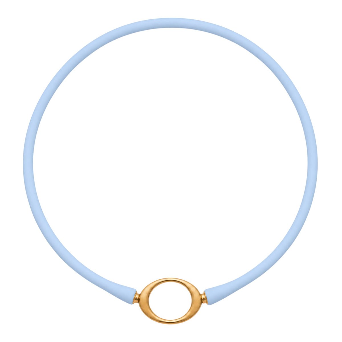 Frost Ellipse silicone necklace with a gold oval centerpiece