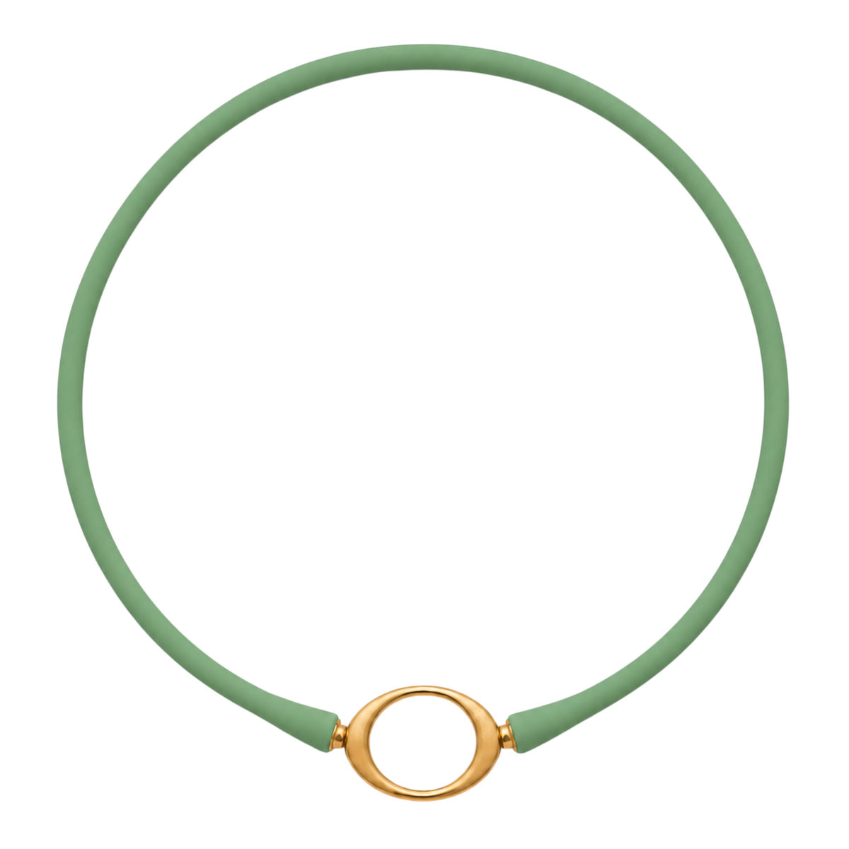 Grassland Ellipse silicone necklace with a gold oval centerpiece