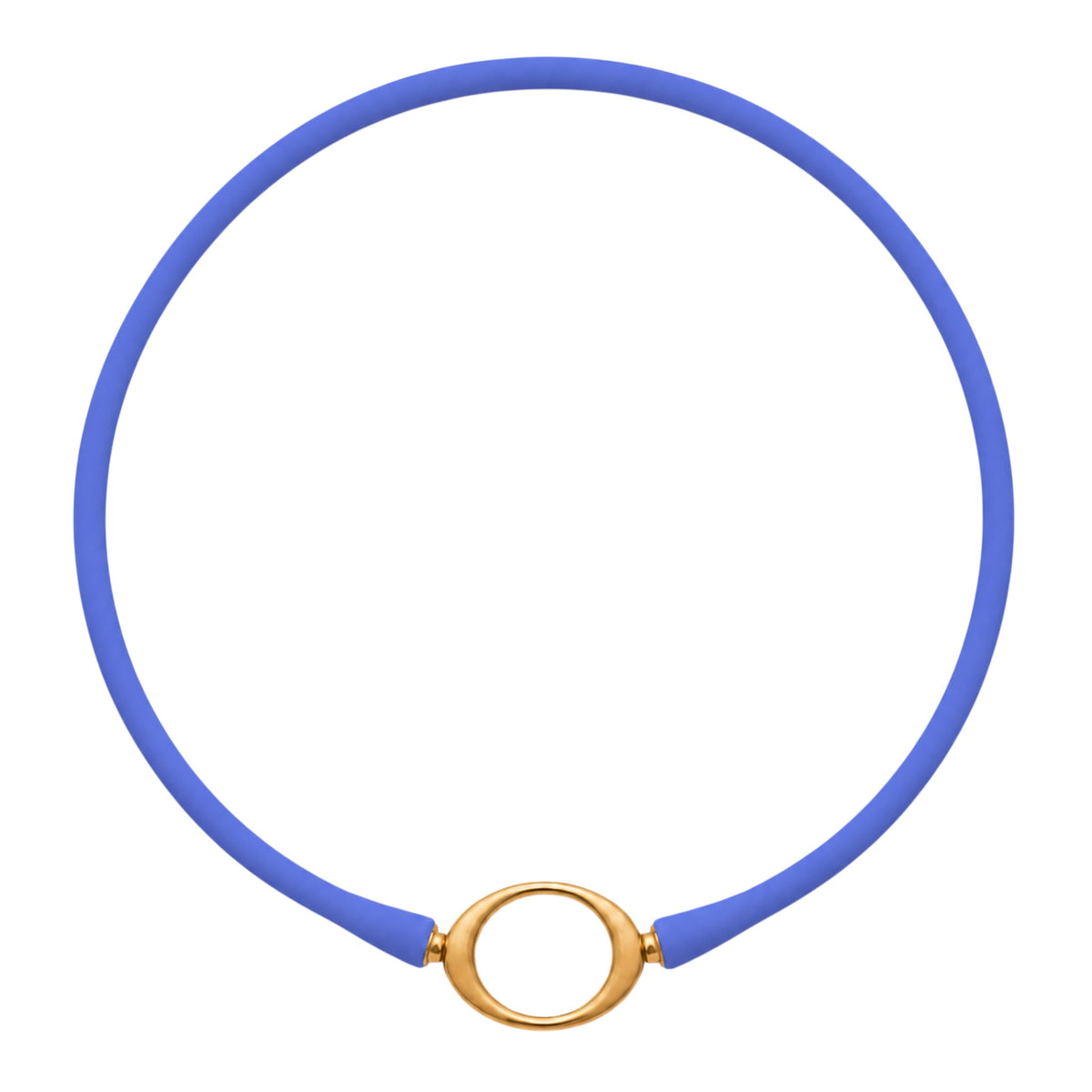 Hydrangea Ellipse silicone necklace with a gold oval centerpiece