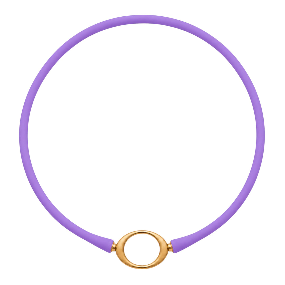 Iris Ellipse silicone necklace with a gold oval centerpiece