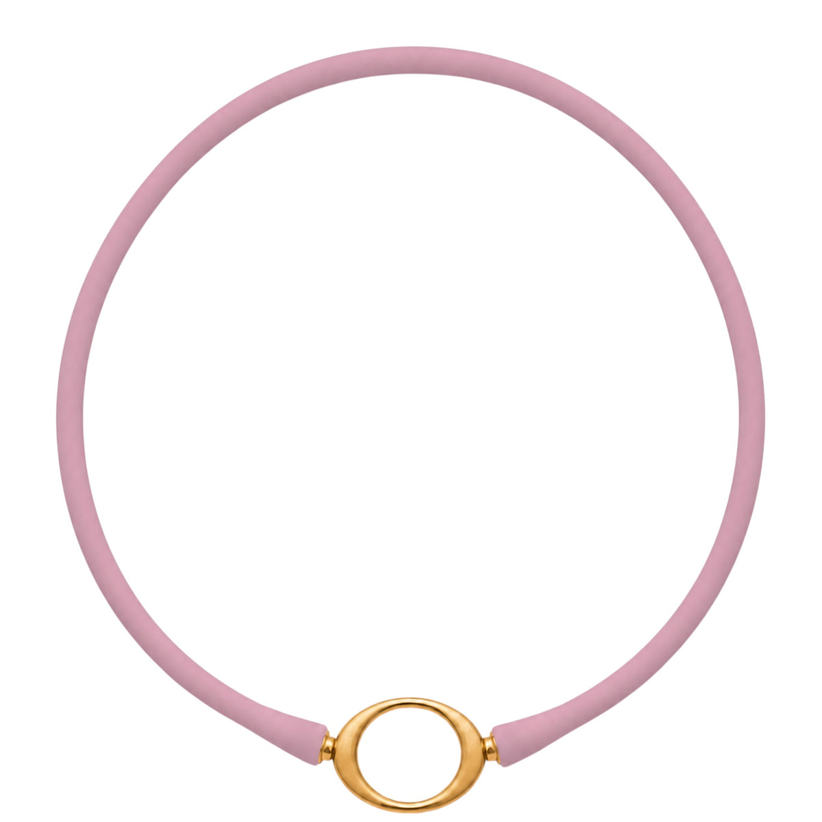 Petal Ellipse silicone necklace with a gold oval centerpiece