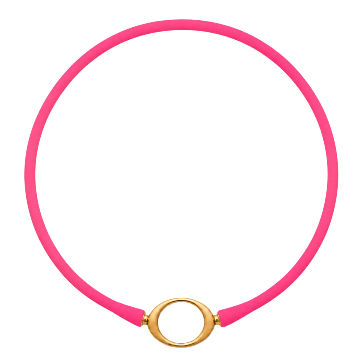 Rio Ellipse silicone necklace with a gold oval centerpiece