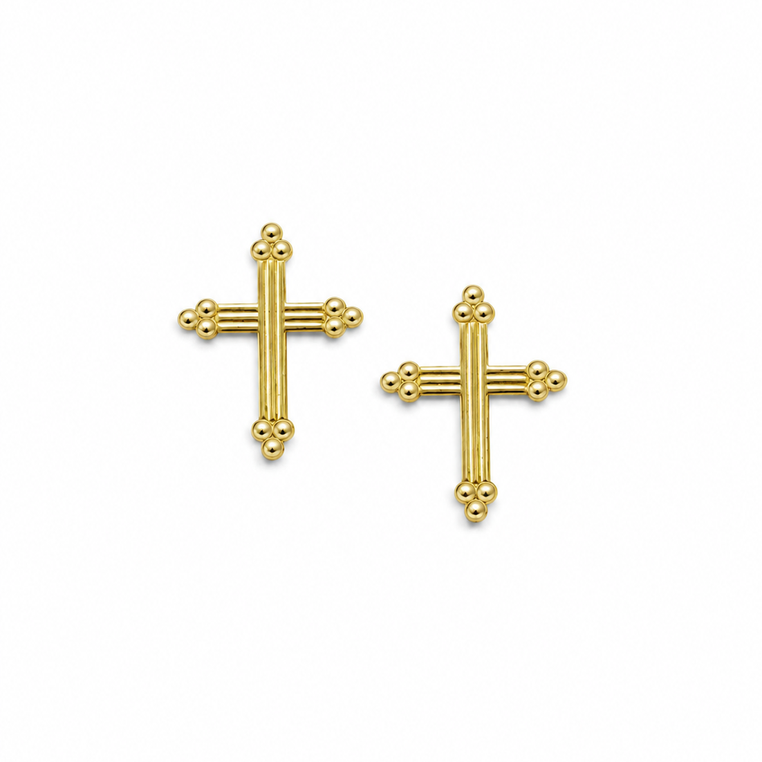 Pair of gold Grande Classica cross stud earrings