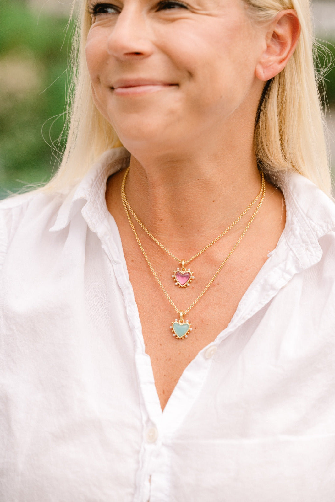 Custom Charm Mini Catena Necklace styled on a model