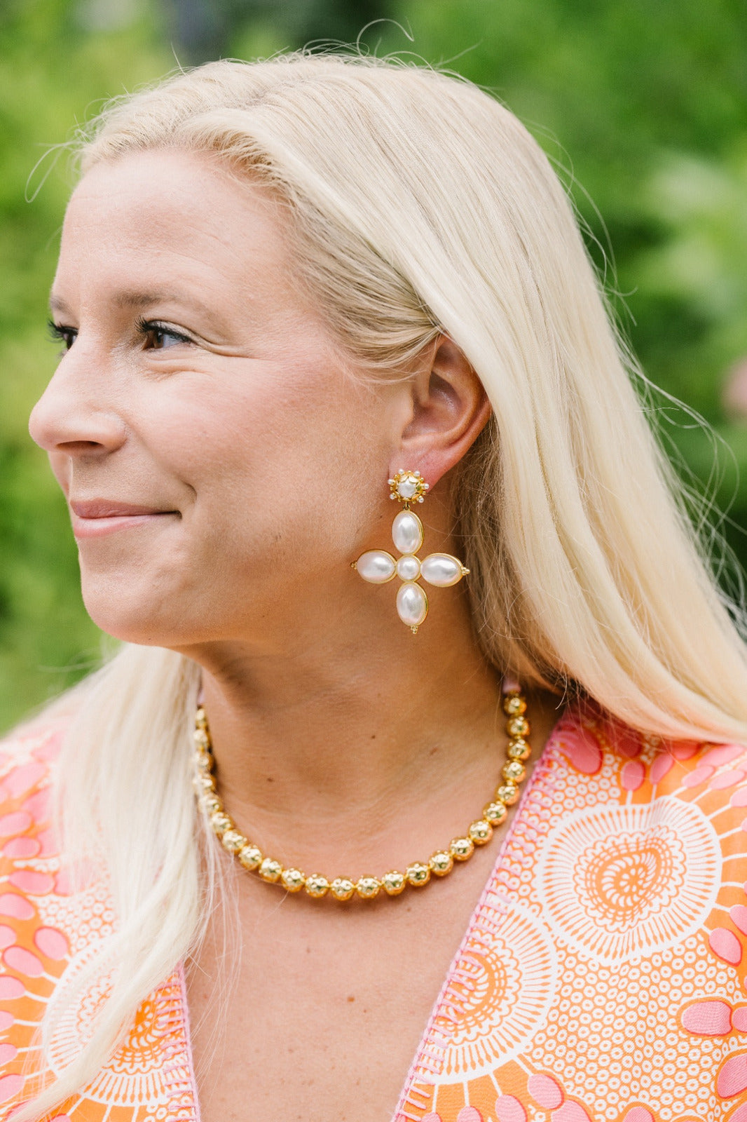 Grande Constance Earrings styled on a model
