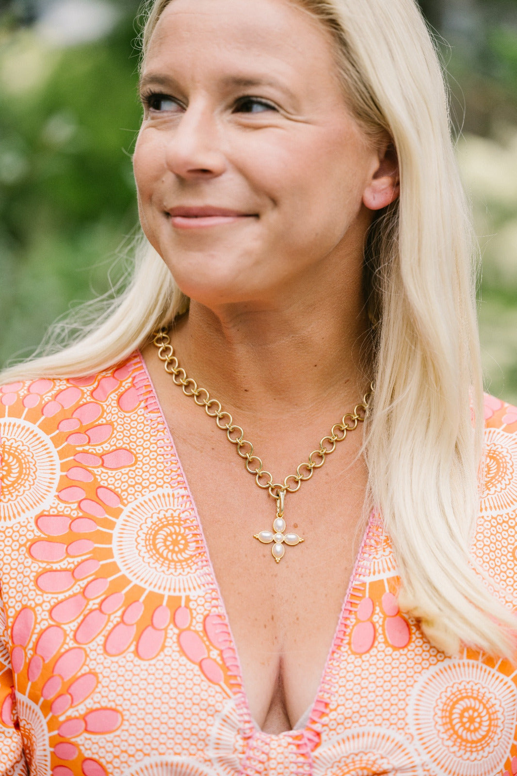 Custom Charm Catena Necklace styled on a model