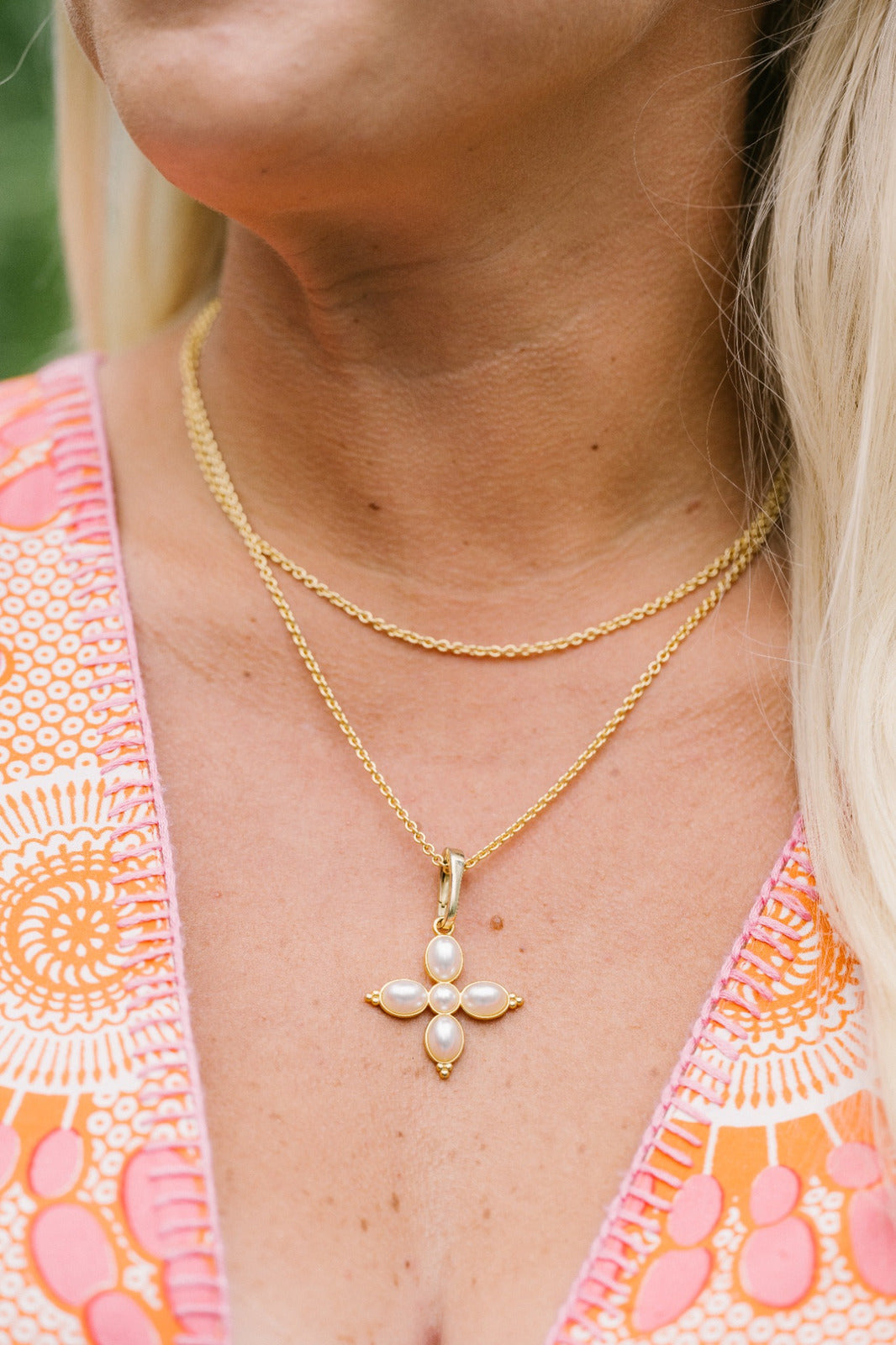 Custom Charm Mini Catena Necklace styled on a model