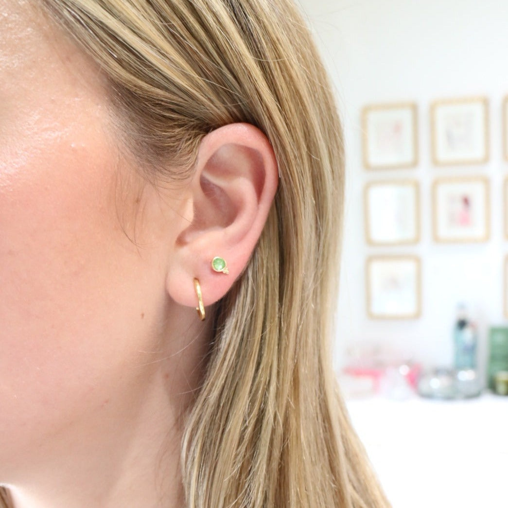 Woman wearing Fortuna Studs by Gresham Jewelry