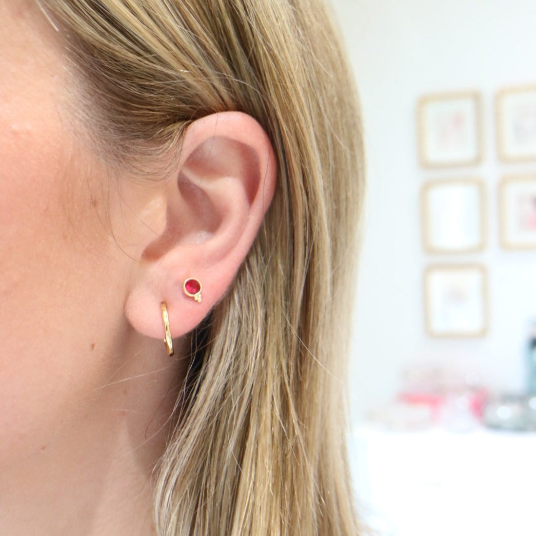Woman wearing Fortuna Studs by Gresham Jewelry