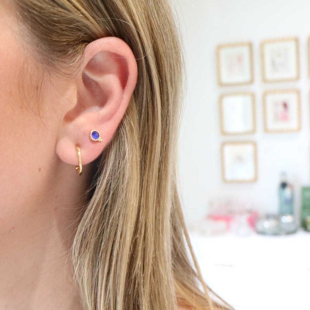 Woman wearing Fortuna Studs by Gresham Jewelry