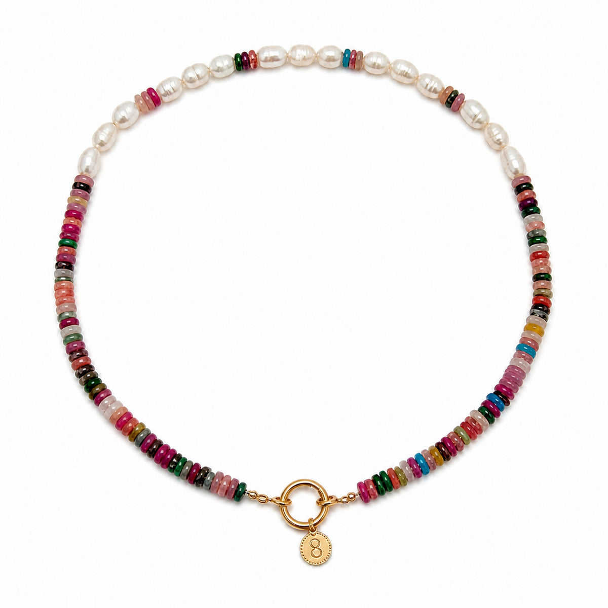 Multicolor Isola beaded necklace with a gold clasp