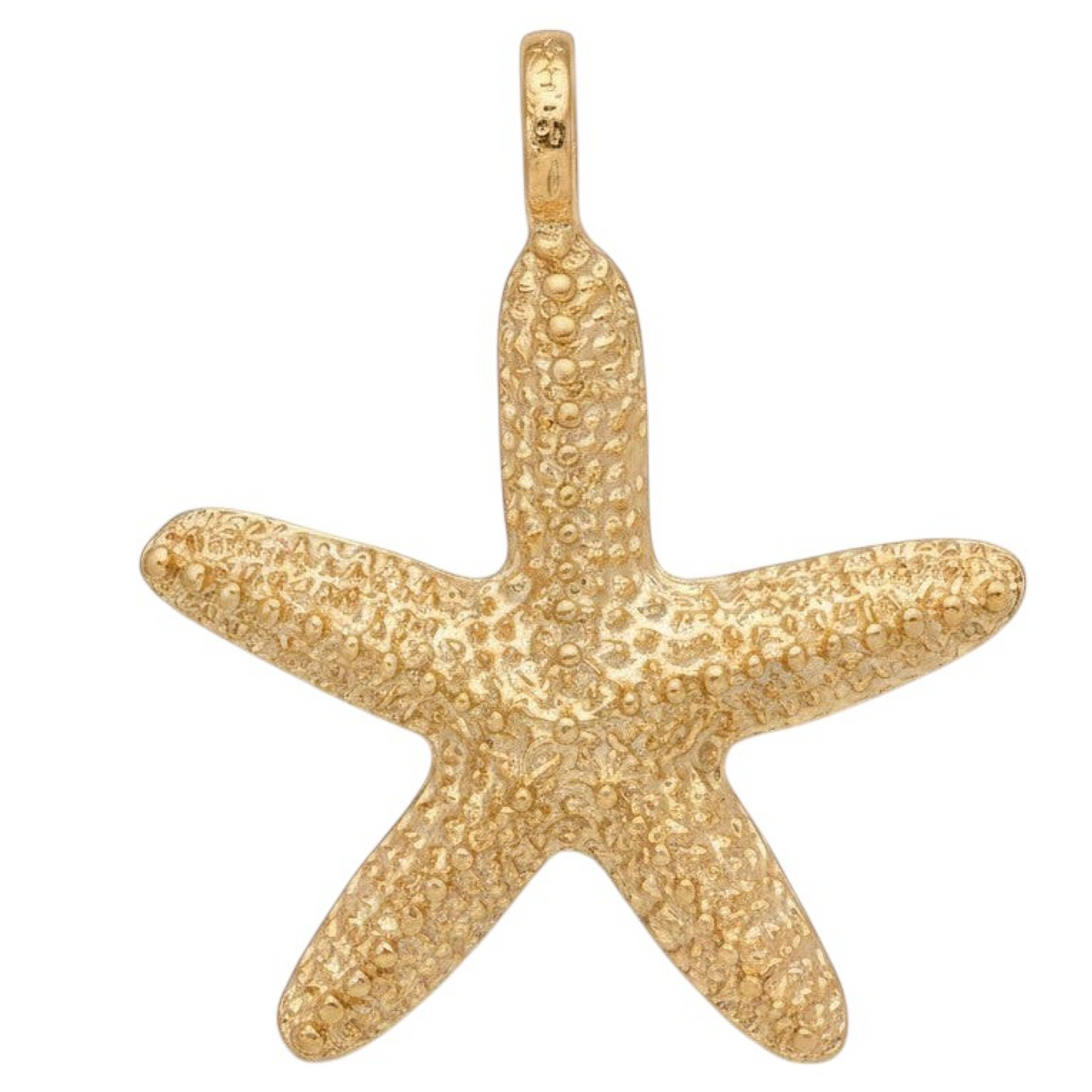 Textured gold starfish pendant with a broad bail