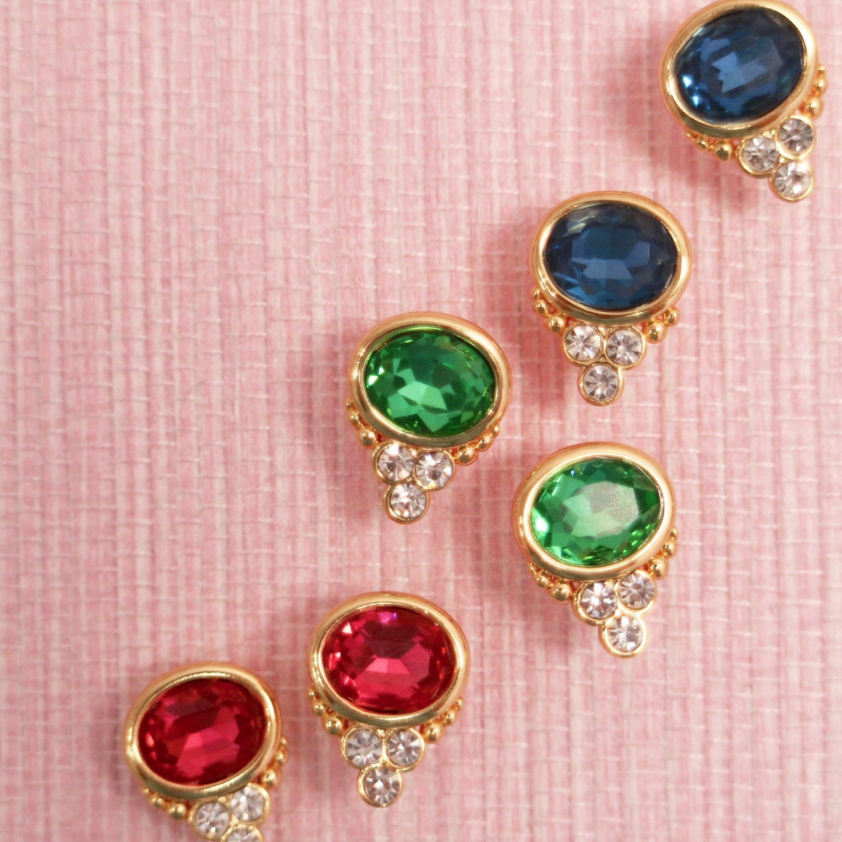 Assorted blue, green, and red BonBon stud earrings