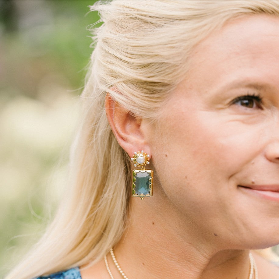 Woman wearing Mini Gemma - Azure by Gresham Jewelry