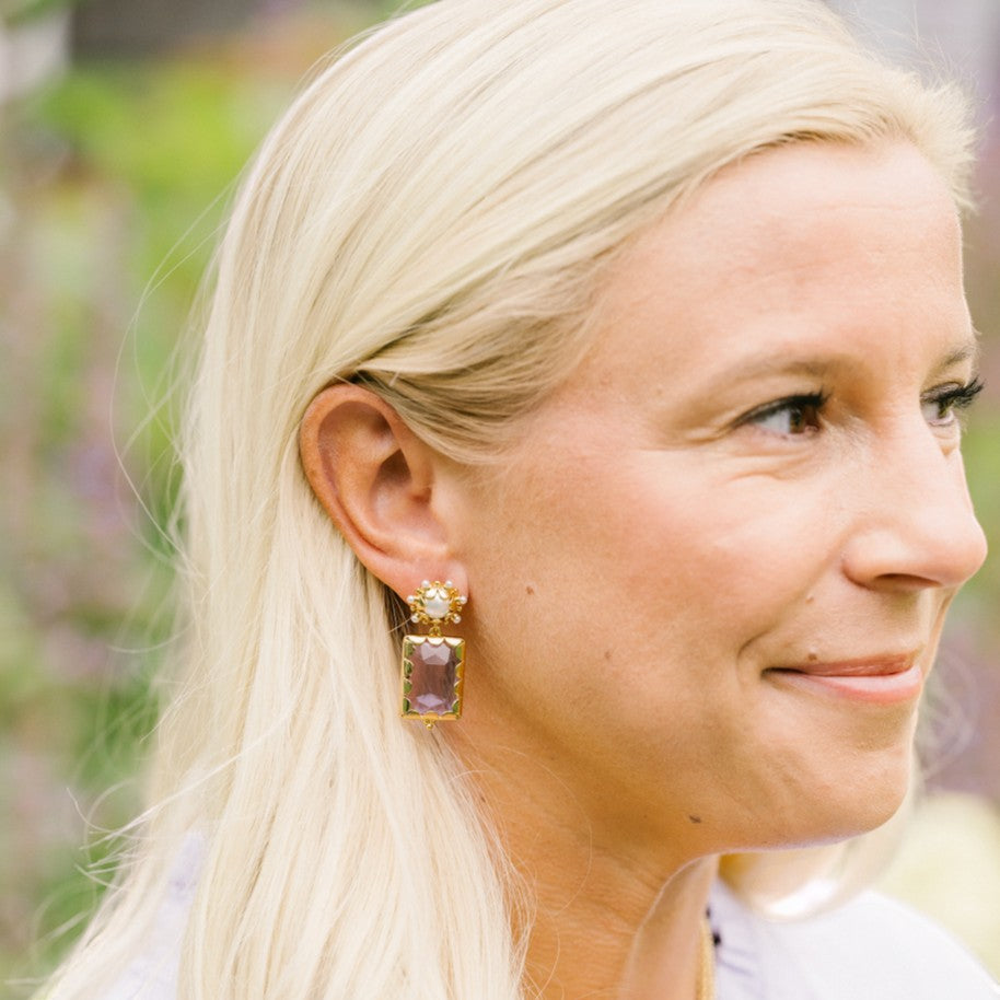 Woman wearing Mini Gemma - Lilac by Gresham Jewelry