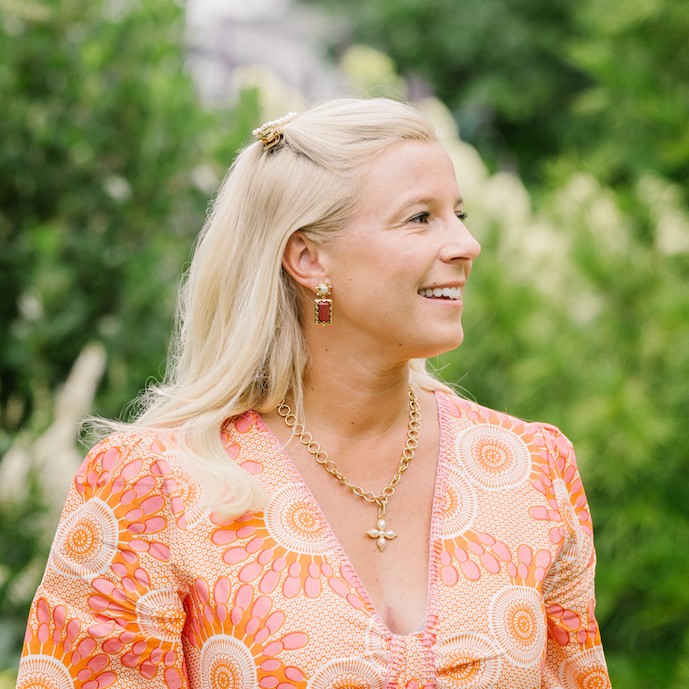 Woman wearing Mini Gemma - Azalea by Gresham Jewelry